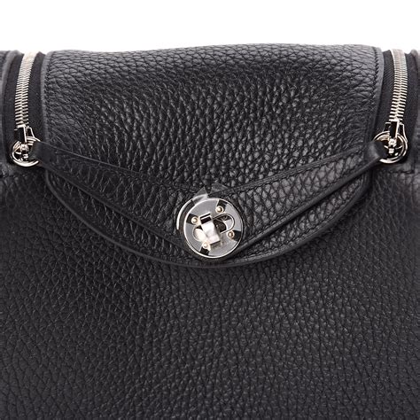 HERMES Taurillon Clemence Mini Lindy 20 Black.